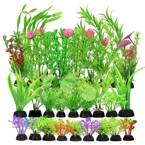 30Pcs Green Artificial Aquarium Plants Plastic Water Grass Fish Tank Decorations
