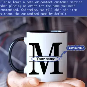 1pc Personalized Custom Letter Name Coffee Mug Design Custom Cup Ceramic Cup Novelty Mug White Tea Cup Summer And Winter Drinkware Birthday Gift Family Party Gift Holiday Gift Customized Tumbler