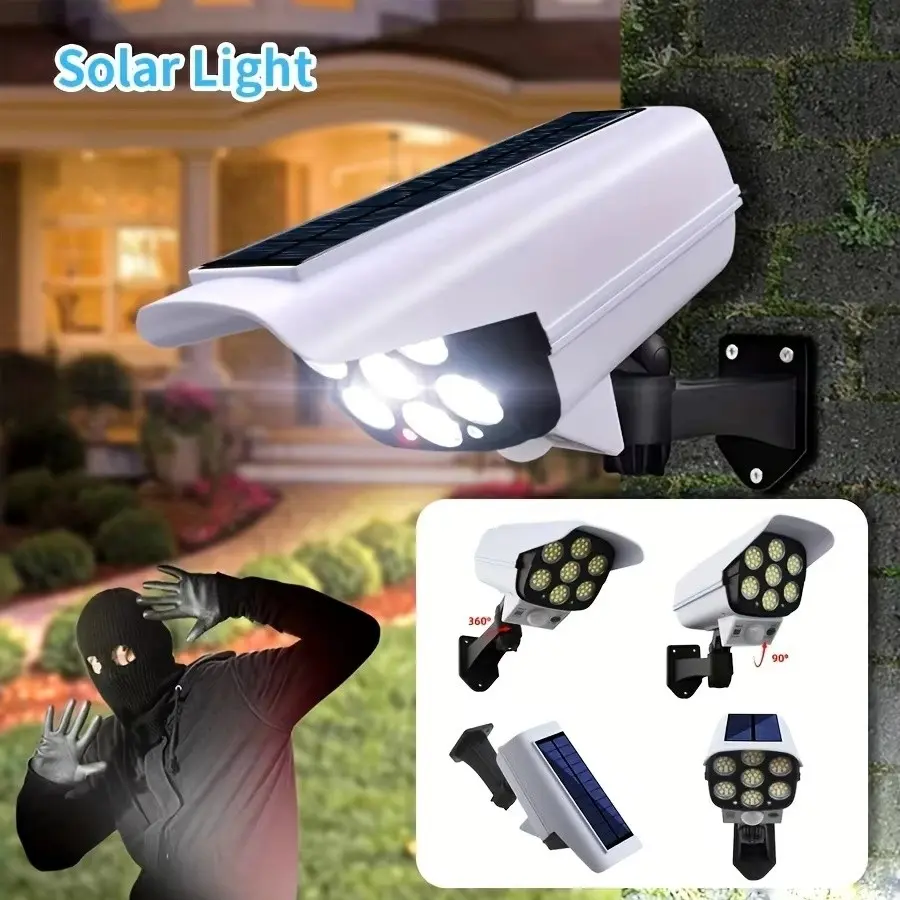 Solar Powered Remote Control Light 77 LED, 3 Modes Fake Camera, Outdoor Lighting Solution, Adjustable Flood Lamp, Solar Floodlight, Durable Efficient Design, Perfect for Camping & Gardening, Solar Lights Outdoor, Outside Lights