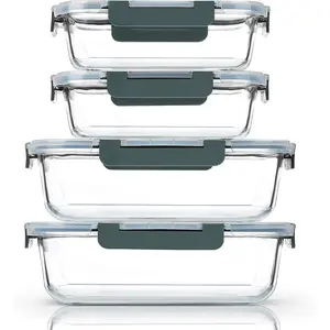 [80 oz & 36 oz Extra Large Glass Food Storage/Baking Containers Set with Lids, 2 Pack 80 oz(10 cup)&2 Pack 36 oz (4.5 cup) Airtight Glass Container,Microwave,Oven,Freezer and Dishwasher