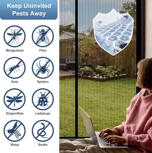 Magnetic Screen Door Mesh Fits 32" x 80" Door - Curtain Size 34" x 82", Works for Patio, Sliding Door, Keeps Bug Mosquito Out, Fresh Air Flow, Black