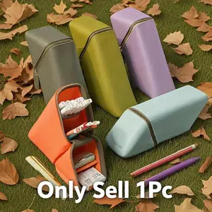 Soft silicone pen case, Pencil Bag - Large-capacity multi-layer telescopic design, transparent compartments for storing pens, makeup tools and stationery - Durable and portable storage box for students, professionals and women