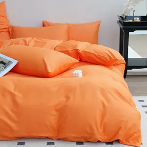 3pcs hot pink and hot orange Bedding Set, Includes 1 Fitted Sheet and 2 Pillowcases, Zippered, Washable, Soft Fabric, Suitable for All Seasons