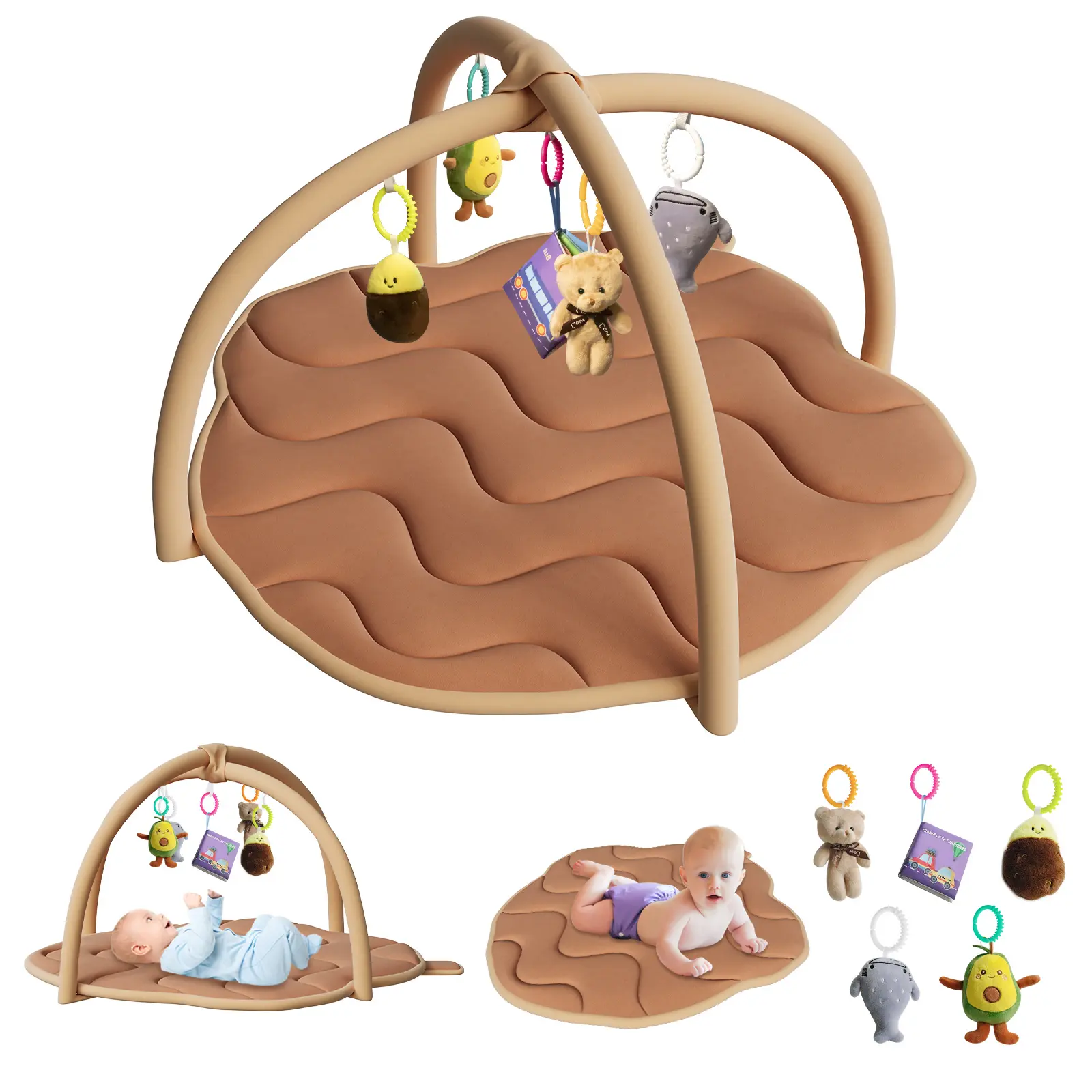 Baby Play Gym Mat, Play Mat Activity Mat with 6 Detachable Toys for Stage-Based Sensory & Motor Skill Development, Easy to Install & Clean, Baby Essentials Gift