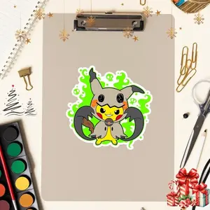 Pika Miyuky Vinyl Sticker, Poke Car Decal Ghost Anime Vinyl Car Decal: Waterproof Ghost Family Sticker for Laptop