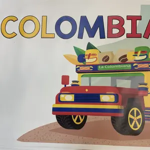 "COLOMBIA" with Iconic Chiva Bus Design 2x3 Vinyl Banner