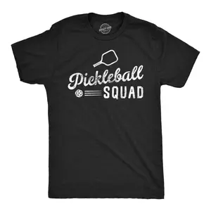 Mens Pickleball Squad T Shirt Funny Pickle Ball Lovers Team Tee for Guys Mens Funny T Shirts Cool Vintage Fashion T-Shirt Gift Classic Menswear Pickle Ball Apparel for Men Funny Sarcastic Short Sleeve Novelty Black -