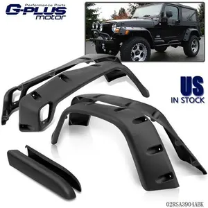 7" Wide Pocket Black Extended Fender Flares Kit Fit For 97-06 Jeep Wrangler TJ