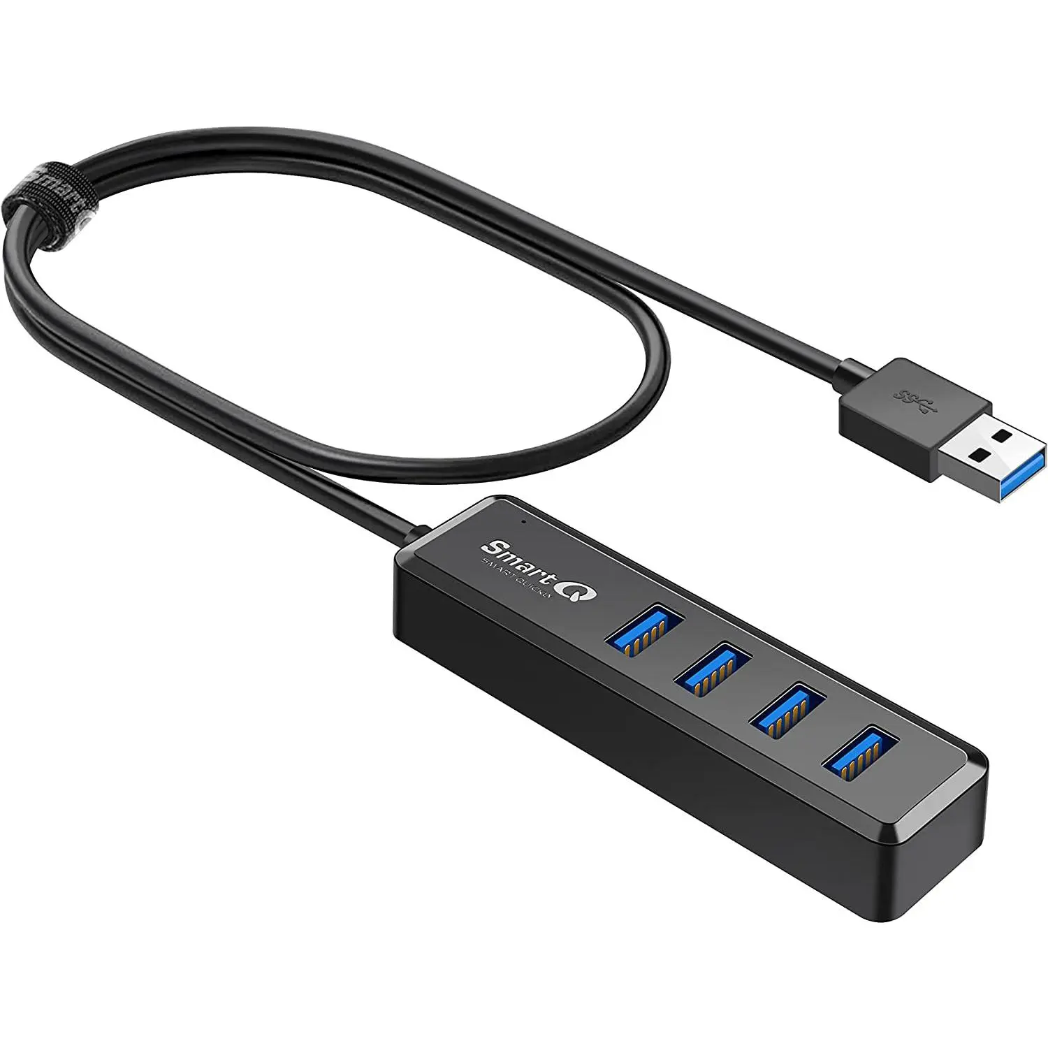 H302S USB 3.0 Hub for Laptop with 2Ft Long Cable, Multi Port Expander, Fast Data Transfer USB Splitter Compatible with Windows PC, Mac, Printer, Mobile HDD