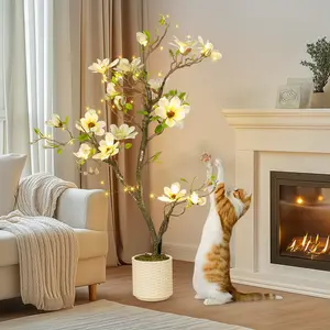 Magnolia Artificial Tree - Realistic Leaves & Flowers, 4ft Decorative Fruit Plant for Interior Decoration, Ideal for Living Room, Office & Hotel Decor Nature Ornaments