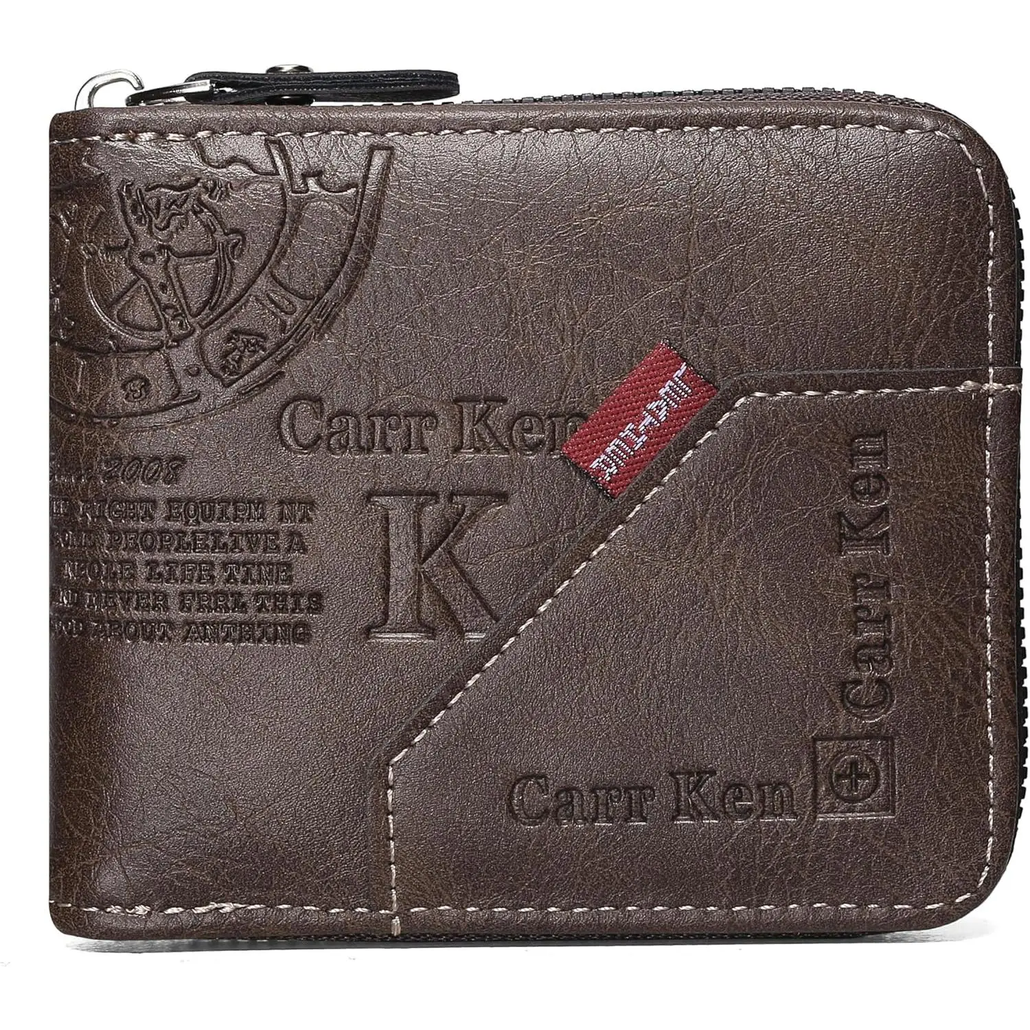 Mens wallet Leather wallet men Wallet Zipper RFID Bifold Wallet for Men ID card Window Credit Card  Photo Multifunction Card Slots  for Him,Light Brown