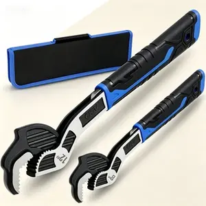 Self-Adjusting Wrench Set, 8 and 12 Inch Pipe Wrench, Self Adjustable Wrench with 3/8 to 1-3/4 Inch Jaw Opening, No Manual Adjustment Needed, Reusable Gripping Tool for Plumbing and Automotive