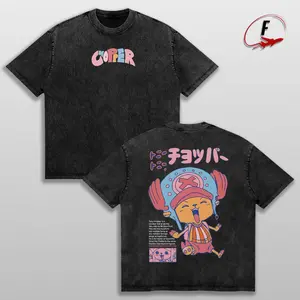 Limited Edition Tony Tony Chopper One Piece Vintage Washed Oversized T-Shirt – Straw Hat Pirates Doctor Anime Graphic Tee, Heavyweight Cotton Double Sided Y2K 90s Streetwear Unisex Manga Fan Gift Apparel