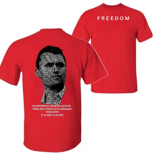 Freedom Charlie Kirk Tribute T-Shirt – Minimalist Front with Memorial Graphic Back – Oversized Unisex Statement Tee