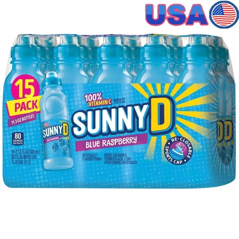 Shelf Stable Blue Raspberry Juice Drink 15 Pack Kids Vitamin C Beverage New