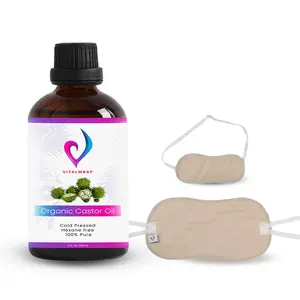 Reusable Castor Oil Pack Wrap Set with Organic Cold-Pressed Castor Oil – Soft Bamboo Leak-Proof Pad for Waist & Neck