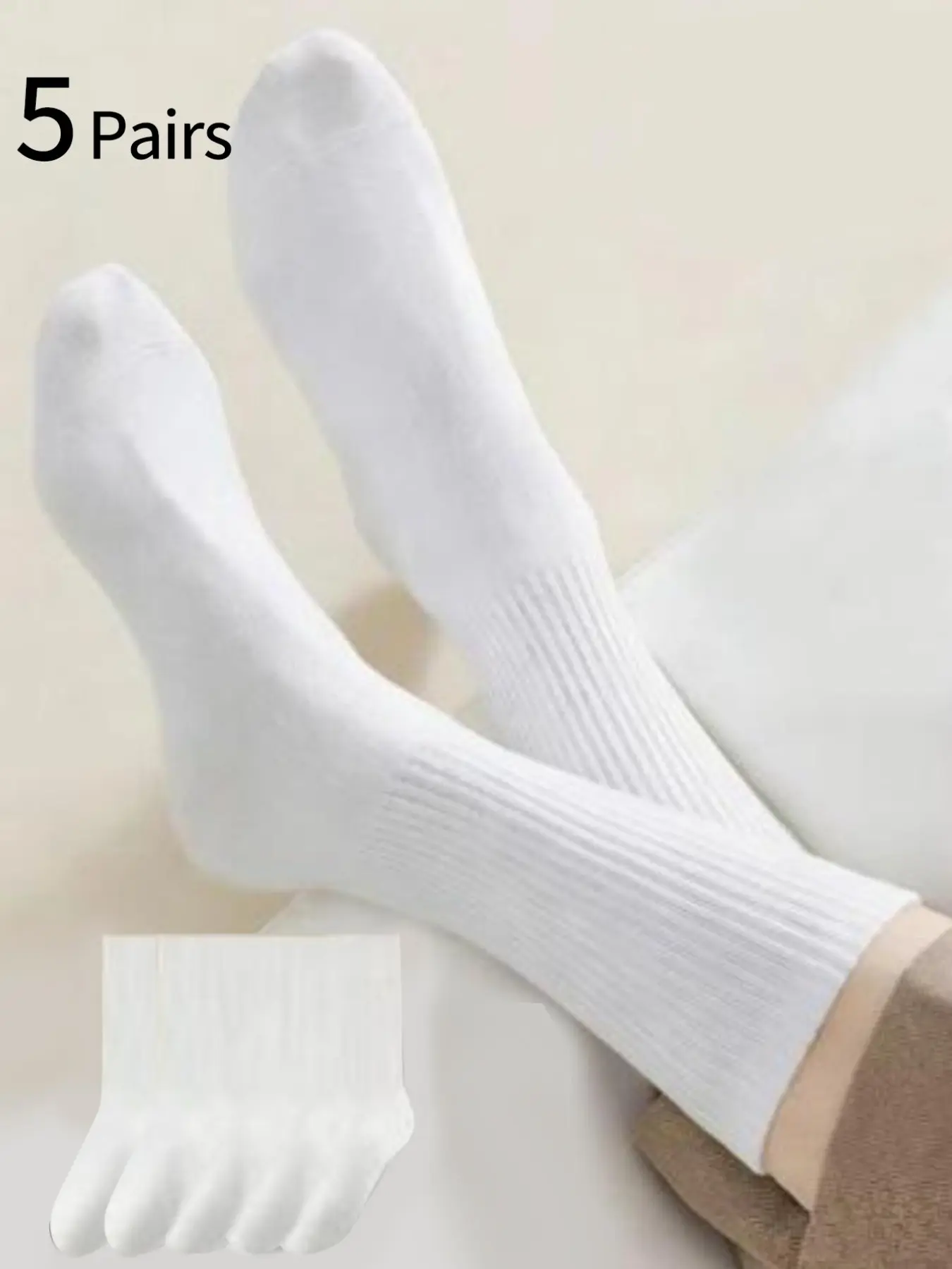 Men's Socks 5 Pairs Pack, Comfortable Plain Mid-Calf Moisture Wicking Socks, Soft Sweat-Wicking Odor-Resistant, Casual Sports Socks All Seasons