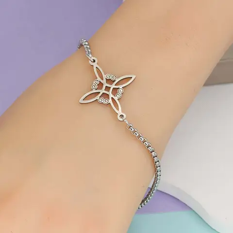 Witch Knot Cross Artificial Gemstone Bracelet, Adjustable Stackable Fashion Jewelry Accessory, Daily Wear Piece with Simple Knot Detail Adds Quiet & Subtle Magic, Versatile Gift