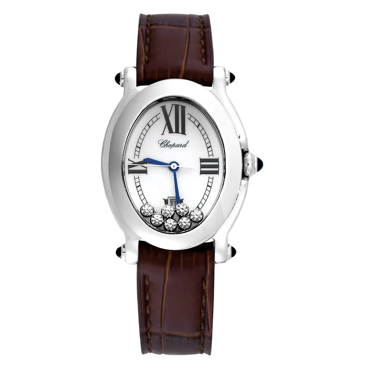 Chopard Happy Sport Oval 278937-3005 Quartz White Dial 7 Floating Diamonds Steel Women's Watch WHP042660