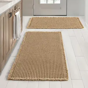 Grid Design Mat Set, 2 Counts/non-Slip Rectangular Floor Mats, Absorbent Rug for Home & Hotel Use, Kitchen Rugs, Ideal for Bathrooms/kitchens