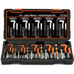 131 count Thread Repair Kit, Metric Helicoil Repair Kit with HSS Drill Bits, 304 Stainless Steel Thread Insert & Rethreading Tool Set in M5 M6 M8 M10 M12 for Automotive Engine Spark Plug Repair