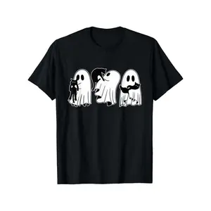 Ghost Holding Black Cat Funny Halloween Cat Lovers Women Tee T-Shirt, Suitable for Mens & Womens Outdoor T-Shirt, 100%cotton, S-XXXL