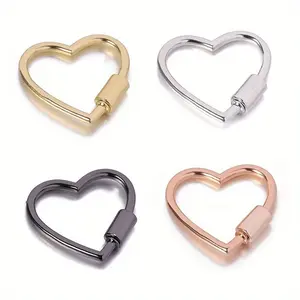1pc Heart Shape Keychain Clips Mini Small Carabiner Alloy Durable Quick Release Spring Clip for Home Camping Fishing Travel