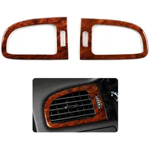 2PCS Air Vent Decal AC Trim Wood Grain Sticker Cover fits for Chevrolet Silverado Tahoe Suburban Avalanche LTZ/GMC Yukon XL Denali Sierra SLT Interior Accessories