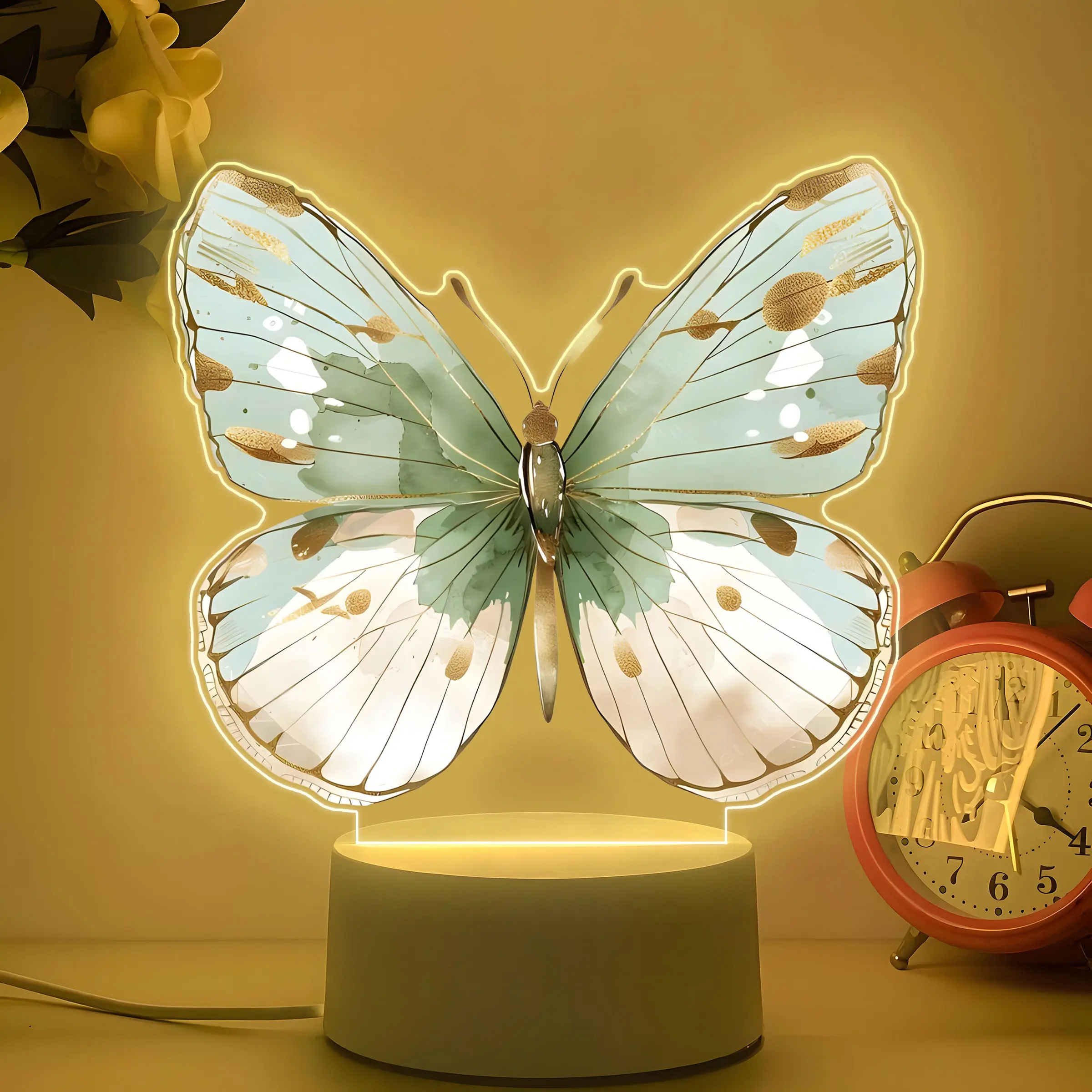 Butterfly Acrylic Illuminated Night Light, Ambient Night Lights, Decorative Atmosphere Lamp, Decorative Ambiance Lighting, Cute Art Design, Office Home Bedroom Bedside Table Decor, Christmas Gift, Indoor Creative Present