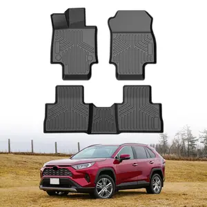 VEVOR Automotive Floor Mats,  Fits for Toyota RAV4 (Not for Hybrid or Prime) 2019-2024, 3 pcs Front and 2nd Row Liners, All Weather Custom Fit TPE Vehicle Floor Mats, Easy to Clean for SUV, Black