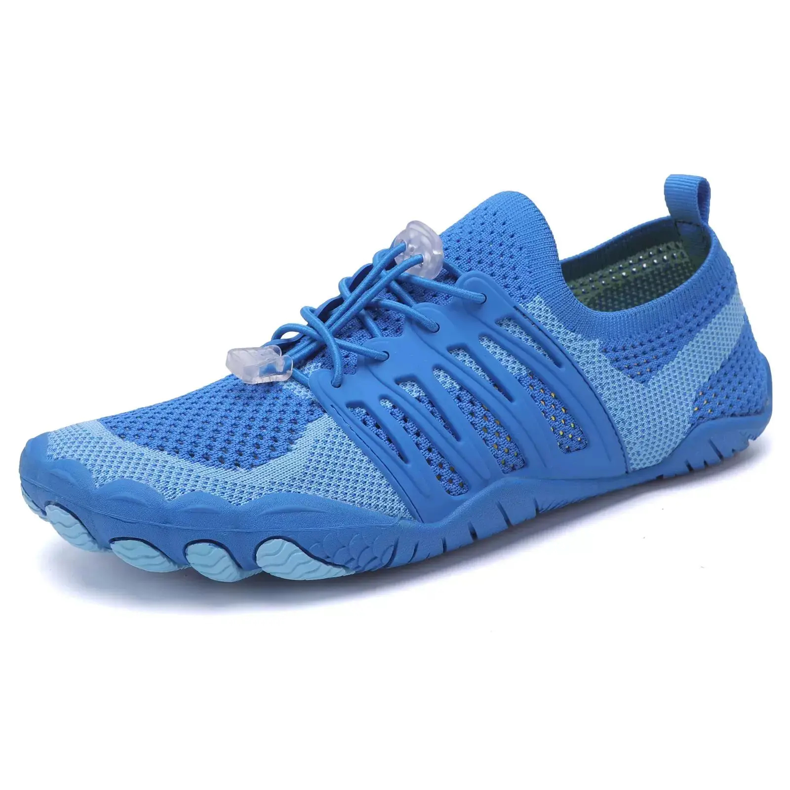 Men's Quick-Dry Knitted Water Shoes, Breathable Barefoot Footwear with Adjustable Toggle Laces, Wide Toe Box, Non-Slip Sole, Lightweight Minimalist Design for Beach, Gym, Hiking
