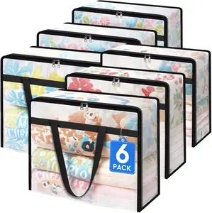 Transparent Storage Bags 40L – TasticTotes 6PCS Plastic Clothes, Blanket & Bedding Storage with Zipper, Handles for Closet Organization & Moving
