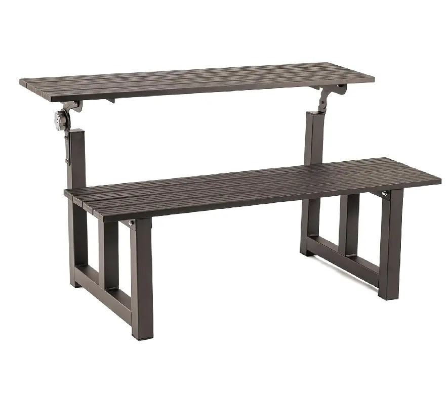 TECSPACE Aluminium Outdoor Convertible Bench - Brown, 440 lbs Weight Capacity, 102-204 Degree Adjustable Plank, Assembly Required, Eco-Friendly Coating, High Temperature Resistance, No Odour, Ideal for Gyms, Locker Rooms