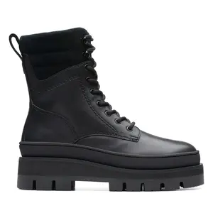 Clarks Orianna 2 Hike 26174060 Womens Black Leather Lace Up Casual Boots