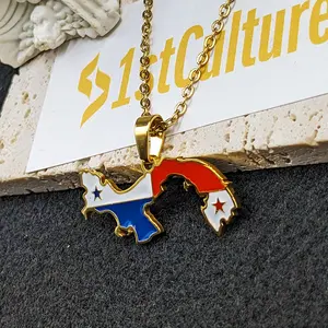 Panama Necklace, Jewelry, Map, Flag, Gift