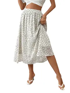 Women's Elegant Lightweight Chiffon Floral Midi Vintage Skirt, High Waist A-Line Dress, Versatile for Daily Wear, Dates, Travel