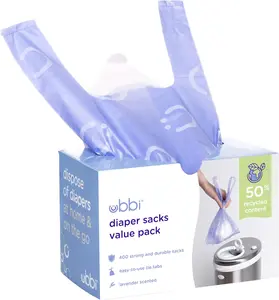 Ubbi Disposable Nappy Sacks, Lavender Scented, Easy-To-Tie Tabs, Baby Diaper Disposal or Pet Waste Bags, Value Pack, 400 Count
