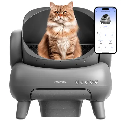 Neakasa M1 Large Open-Top Smart Automatic Self-Cleaning Litter Box - APP Control, 14 Days Hands-Free Scooping, Odor-Free Disposal, Included Trash Bags, 7.17L Capacity, Low Noise, Fits Clay/Bentonite/Saponite Litters, 11L Trash Bin, For Cats Up to 33 lbs,