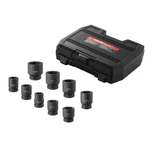 fathersdaygift VEVOR Axle Nut Impact Socket Set, 1 Drive 6-Point 9-Piece SAE Spindle Nut Socket Set, CR-MO Heat Treated Large Socket Set with Storage Case, for Auto Repair, Removing or Installing Axle Nuts