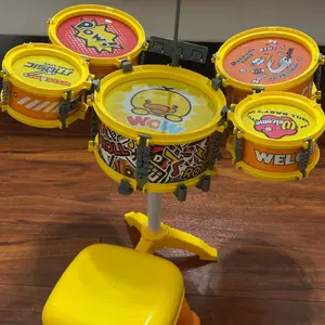 Kids Drum Set Toy with Stool – Educational Musical Instrument Kit for Toddlers, 5-Drum & Cymbal Playset, Ideal Birthday Gift for Ages 3–6