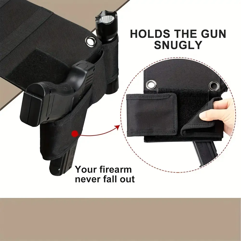 Hunting Bedside Gun Holster - 1-Size Unisex Fit for Glock 17,22, S&W & Other Handguns, Mattress/Car Dashboard Usage for Adult Hunters, One Size