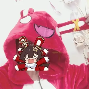Genshin Impact Amber Rabbit Baron Bunny Pajamas Jumpsuits Winter Flannel Plush Adult cartoon Cosplay Costume Kigurumi
