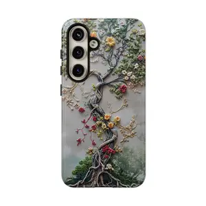 Embroidered 3D Tree of Life Samsung Galaxy iPhone Case - Gift Idea for Him or Her - Tough Case 2 Piece  - iPhone 15 14 13 12 11 Pro Max