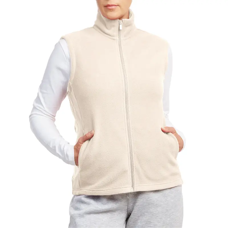 Women's Soft Polyester Casual Polar Fleece Vest - Full Zip Up, Sleeveless, Lightweight Warm Tops with Pockets, S-3XL Regular & Plus Size Outerwear for Spring Fall Winter Outdoor