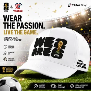 FIFA World Cup 2026 Official Licensed Trucker Cap - White, Mesh, Adjustable Hat with Emblem, WE ARE 26 Sports Fan Gear