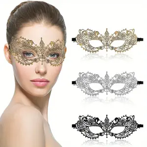PrimPick A 3/5-piece set of sexy and charming lace eye masks for carnival balls, carnival Halloween makeup lace masks