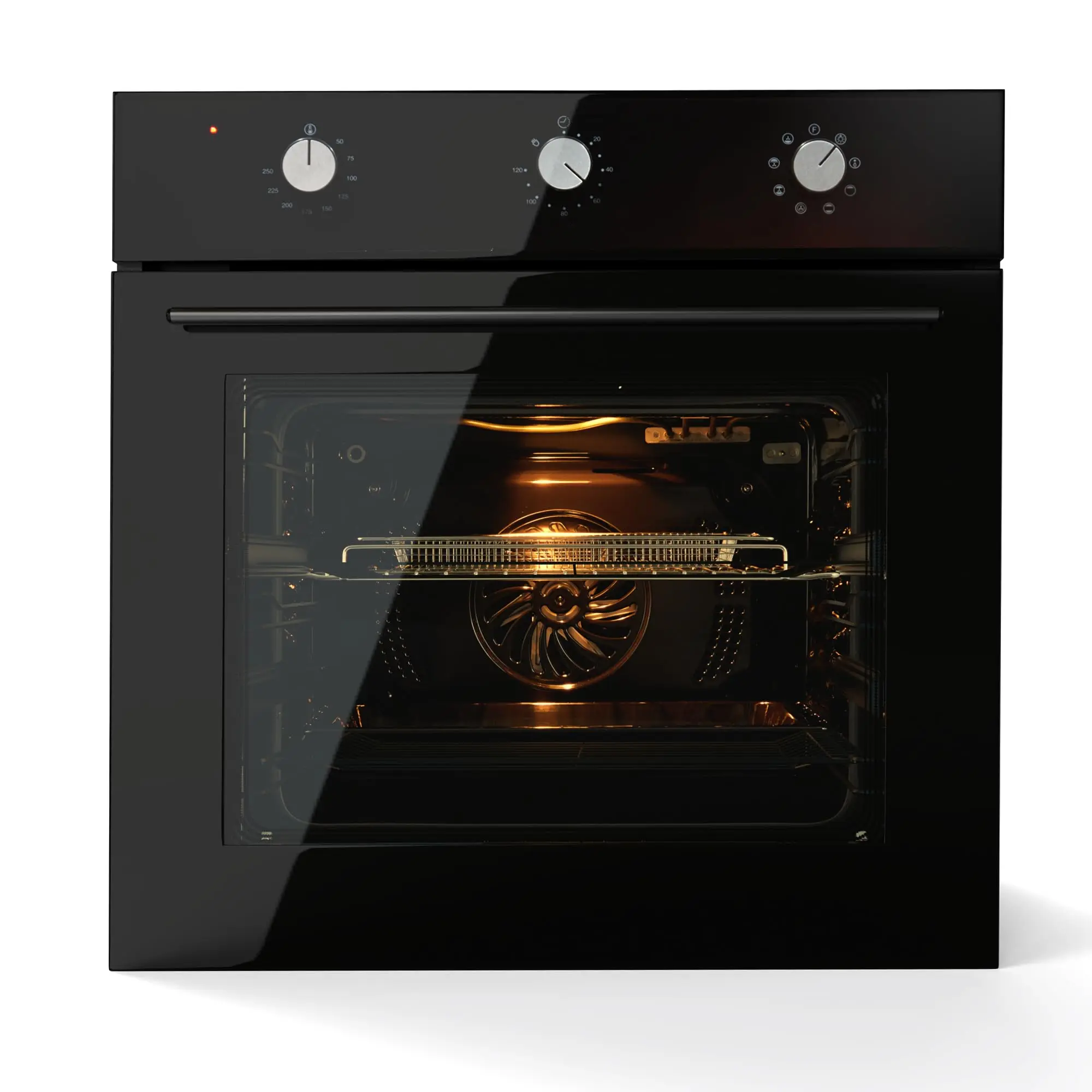 24" Built-in Electric Single Wall Oven, 2.5 Cu.Ft Stainless Steel Convection Oven with 8 Cooking Functions & Mechanical Knob Control, 3000W Wall Mount Convection Ovens with 3-Layer Tempered Glass Door
