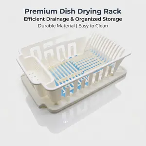 Dish drying racks Portable Dish Drainer with Drip Tray | Multi-functional Kitchen Tableware Storage Rack | Easy-to-Clean Plastic Dish Organizer