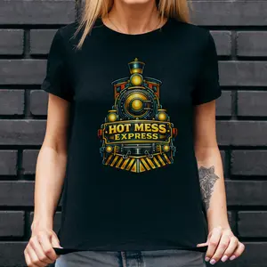 Hot Mess Express Shirt  Funny Train Graphic Tee Relatable Chaos Aesthetic T-Shirt Trendy Viral TikTok Shirt Cute Humor Gift for Women Unisex Soft Cotton Casual Everyday Wear Meme Shirt
