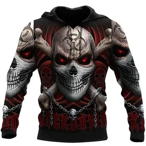 Men'S Hoodies Sweatshirt 3D Print Horror Skull Streetwear Harajuku Pullover Hip Hop Jacket Men Women Tracksuit Oversized Hoodie